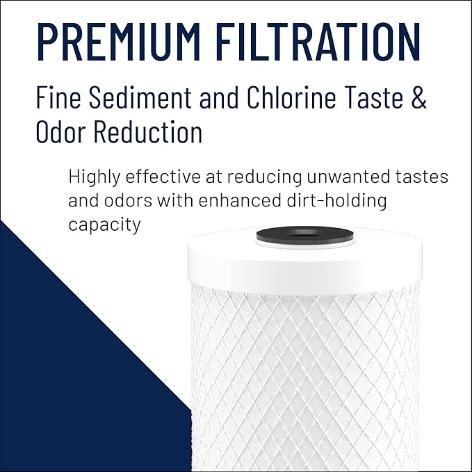 Pentair Pentek CBC-20BB Big Blue Carbon Water Filter, 20-Inch, Whole House Carbon Block Replacement Cartridge with Bonded Powdered Activated Carbon (PAC) Filter, 20" x 4.5", 0.5 Micron