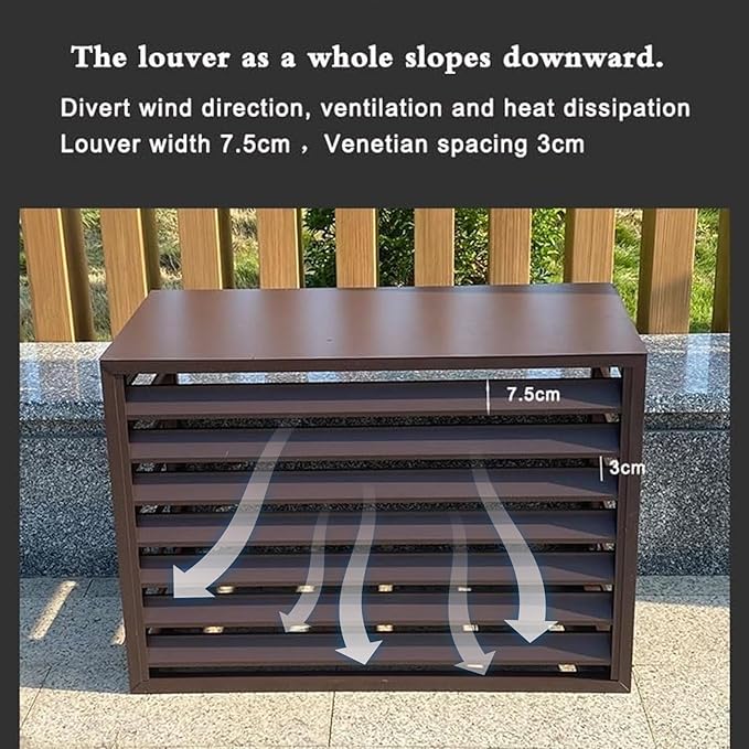 Aluminum Air Conditioner Fence Set of 2, Louvered Outdoor AC Unit Cover, Decorative Privacy Screen, Weatherproof and Anti-Theft (Black 100x50x70cm/39x20x28in)