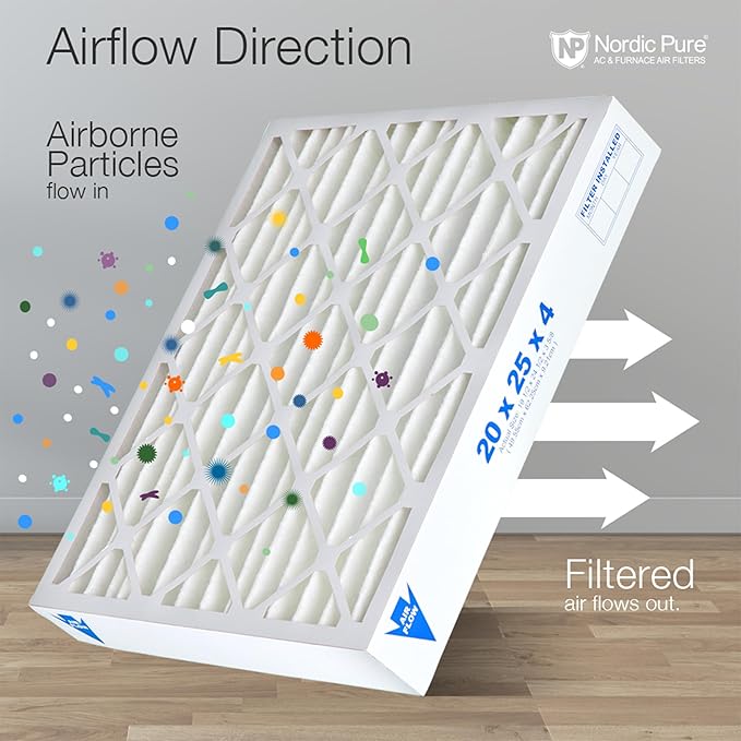 Nordic Pure 20x20x4 (Actual Size: 19 1/2 x 19 1/2 x 3 5/8) Pleated MERV 14 Air Filters 6 Pack
