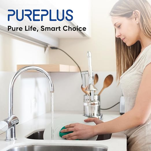 PUREPLUS Under Sink Water Filter System, 22000 Gallons, 99.99% Chlorine Reduction, NSF/ANSI 42 Certified,Removes Heavy Metals,Chlorine, Direct Connect Under Counter Water Filtration System