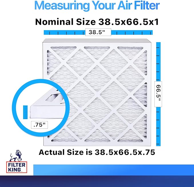 Filter King 38.5x66.5x1 Air Filter | 4-PACK | MERV 8 HVAC Pleated A/C Furnace Filters | MADE IN USA | Actual Size: 38.5 x 66.5 x .75"