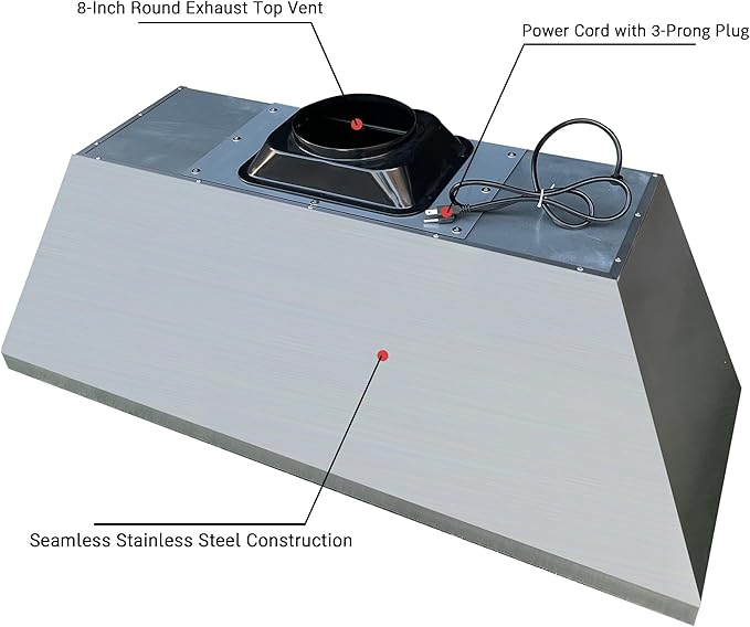 CT Copper Tailor Sloped Copper Vent Hood Wall Mount,60'' W,36''H,1260 CFM Exhaust Fan,Stainless Steel Vent,LED Light,Dishwasher-Safe Baffle Filters,VH8TR1