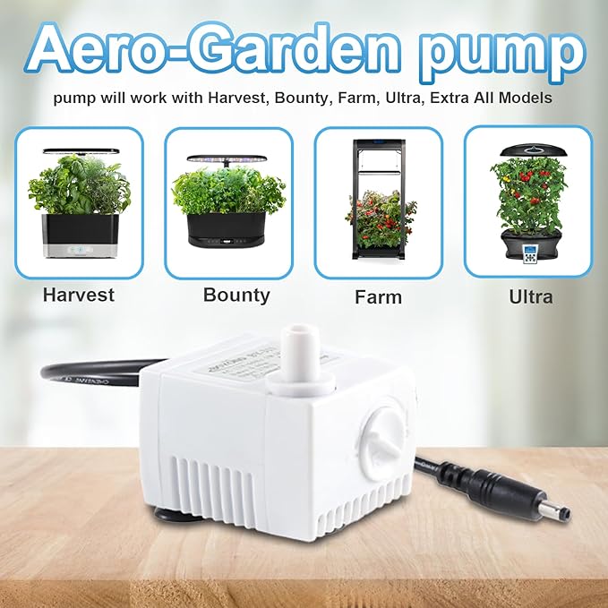 200623 Aero-Garden Pump with 10 Filters, Ultra Quiet Hydroponics Growing System Pump Fit for Harvest Elite, Bounty, Farm, Extra, Ultra