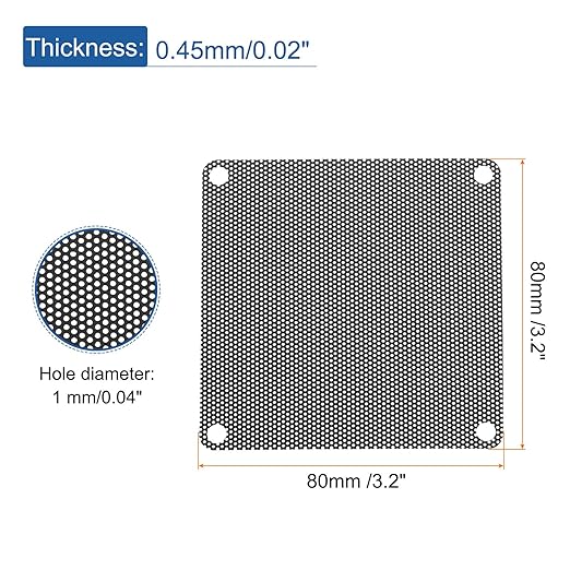 MECCANIXITY 10PCS PC Dust Filter, 80mmx80mm PVC Computer Case Cooler Dustproof Mesh Cover Fan Grills for Computer Chassis Speaker, Black