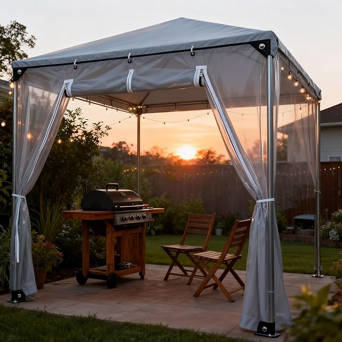 Curtain Patio Enclosure with Zippe, Heavy Duty PVC Transparent Tarpaulin Side Panels, Outdoor Clear Tarp Curtains for Porch, Pergola, Gazebo, Balcony, Patio(1.2x2.5m)