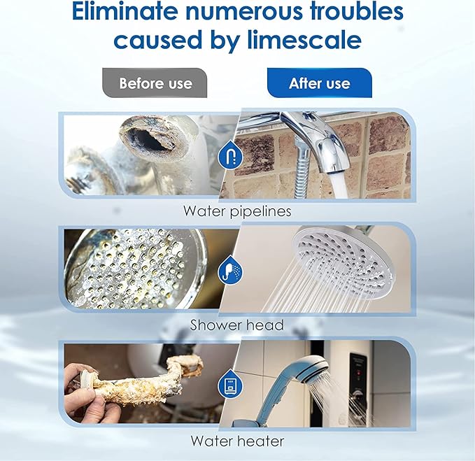 Waterdrop AP431 AP430SS Whole House Scale Inhibitor Filter, Heater Softener System, Prevent Scale Build Up On Hot Water Heaters, Pipes and Boilers