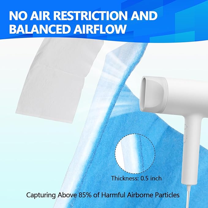 2 Rolls 12" x120" Air Vent Filters, Cut to Fit Air Filter (100+ Filters), MERV 8 Triple Vent Filter for Home Floor, Ceiling, RV, HVAC Furnace Vents, With Adhesive Hook Tape and Installation Tape