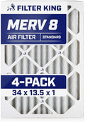 Filter King 34x13.5x1 Air Filter | 4-PACK | MERV 8 HVAC Pleated A/C Furnace Filters | MADE IN USA | Actual Size: 34 x 13.5 x .75"