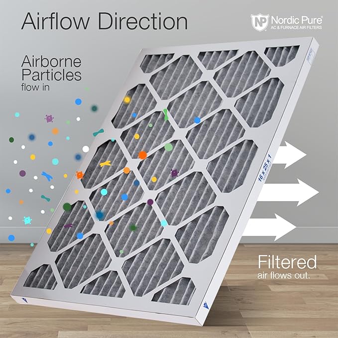 Nordic Pure 16x30x1 (Actual Size: 15 3/4 x 29 11/16 x 3/4) Furnace Air Filters MERV 8 Pleated Plus Carbon 4 Pack