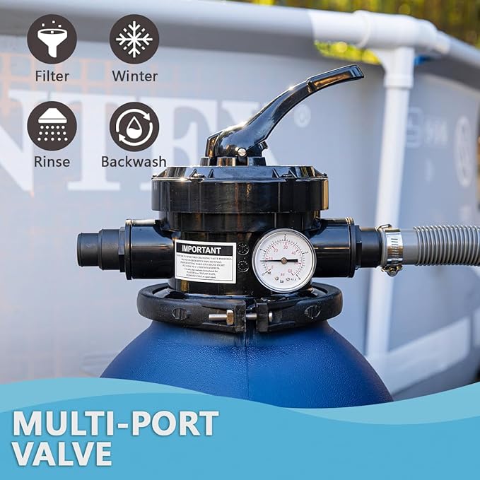 XtremepowerUS High-Flo Sand Filter Pump System 13" Filter Tank 10,000 Gal Above Ground Pool 3/4HP Pool Pump 2400GPH Flow