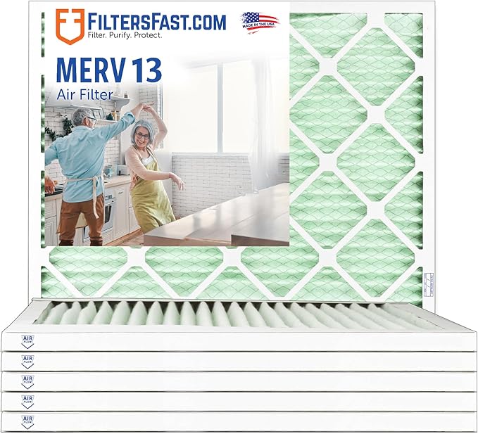 Filters Fast 14x36x1 Air Filter Merv 13, 1" AC Furnace Air Filters, Made in the USA, Actual Size: 13.75" x 35.75" x 0.75”, 6 Pack