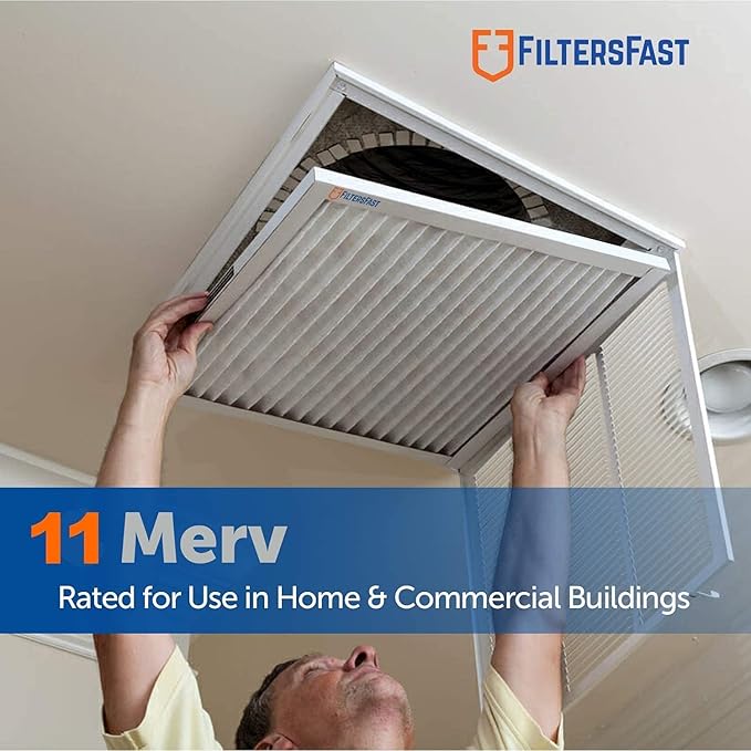 Filters Fast 12x24x2 Pleated Air Filter Merv 11, 2 Inch AC Furnace Air Filters, Made in the USA, Actual Size 11.375x23.375x1.75 6 Pack