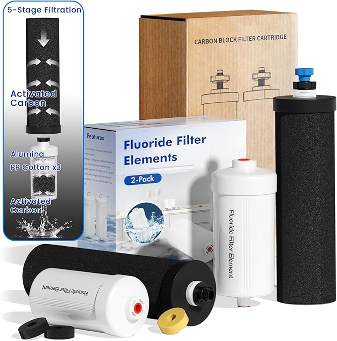 7-stage Filtration Compatible PF-2 Purification Elements Combo Pack NSF/ANSI 42&372 Certified,Replacement for ProOne® and Berkey® PF-2® Countertop Gravity Water Filter System Series (4 Pack)
