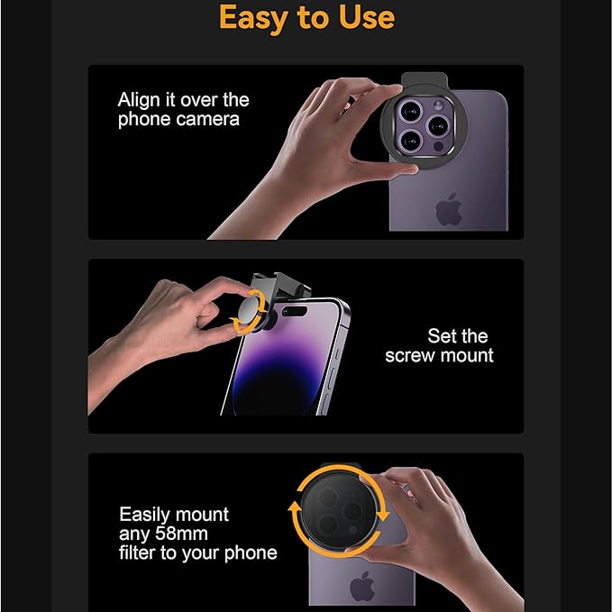 Fotorgear Camera Lens Filter,67mm Clip On Filters Professional Photography for Camera Lens, 67mm Universal Phone Polarizer Filter CPL ND Black Mist Gold Streak for iPhone Xiaomi Huawei(Gold Streak)
