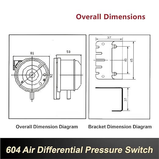 1pcs 604 Micro Differential Pressure Switch - 20-1000Pa Adjustable Air & Gas Sensor for HVAC Systems, Ventilation, Filter, Duct Alarm Use(20-200pa)