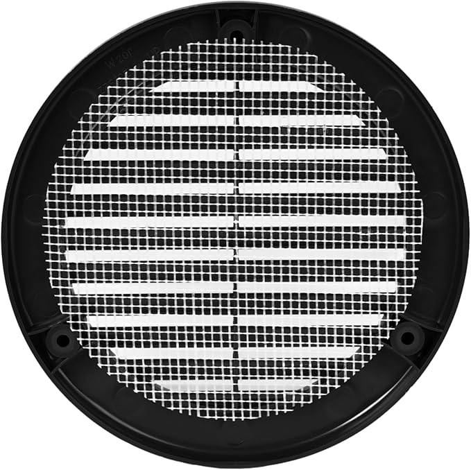 Vent Systems 4" Inch (Opening Dimensions) - Pack of 2 - Black Soffit Vent Cover - Plastic Round Air Vent Grille - Built-in Mesh Screen - HVAC Register Louver for Bathroom, Home, Kitchen