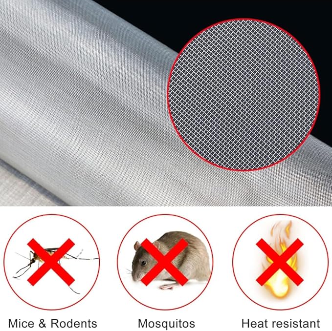 MRYBD 304 Stainless Steel Woven Wire Mesh Small 1mm Hole Fine Wire Mesh, 30 Mesh Drain Cover Mesh, Garden Insect Screen, for Air Bricks, Window, Vents, Filter 1x14m