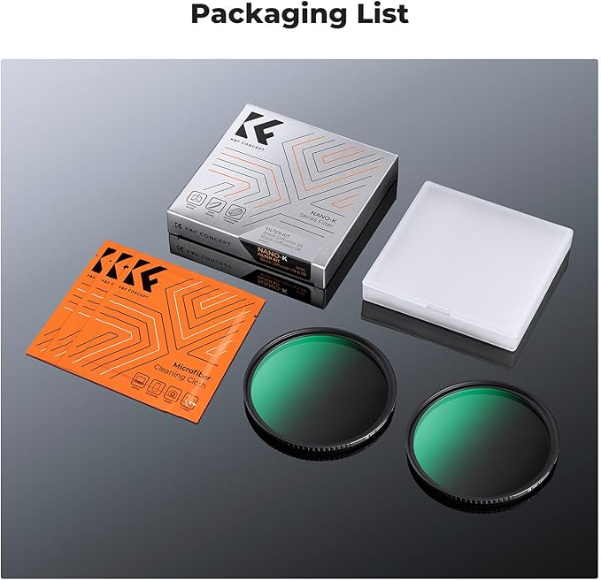K&F CONCEPT 77mm Black Diffusion 1/4 & 1/8 Filters Kit Mist Cinematic Effect Filters Set with Multi-Layer Coated for Camera Lens - K Series