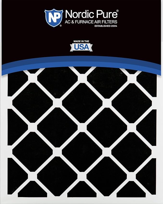 Nordic Pure 20x20x4 (Actual Size: 19 1/2 x 19 1/2 x 3 5/8) Pleated Air Filters MERV 7 Plus Carbon 6 Pack