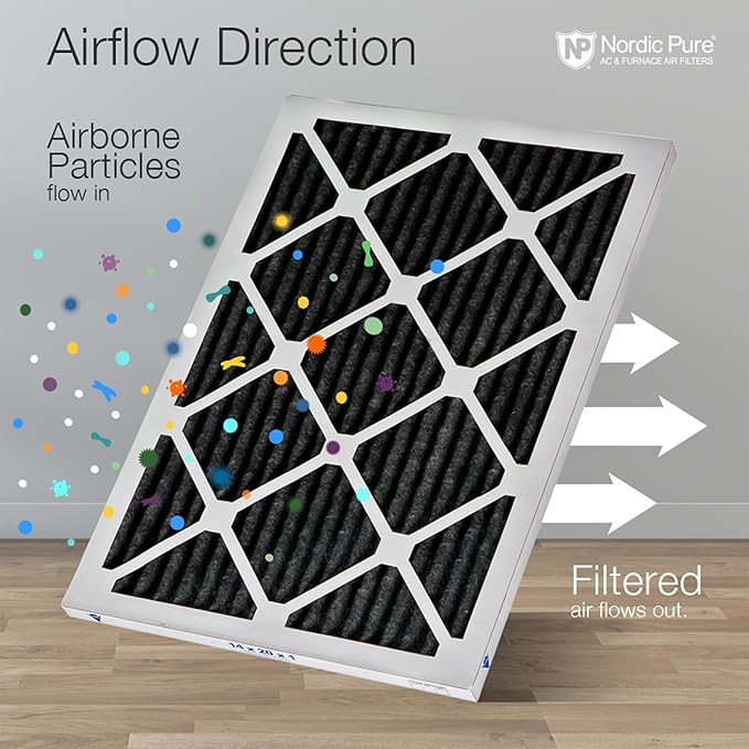 Nordic Pure 16x30x1 (Actual Size: 15 3/4 x 29 11/16 x 3/4) Pure Carbon Pleated Odor Reduction Furnace Air Filters 4 Pack