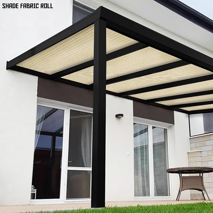 TANG Sun Shade Fabric Roll 8'x70' Shade Cloth for Garden Beige HDPE Mesh Shading Pergola Cover Replacement Canopy, 95% Blockage Sunshades for Outdoor Patio Backyard Plant