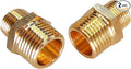2pcs 1/2" NPT x 3/8" NPT Brass Nipple, 1/2 to 3/8 Adapter Fitting Reducing Solid Hex Nipple, Brass 1/2 Male to 3/8 Male Reducer Pipe Fittings for Extending and Connecting Pipes