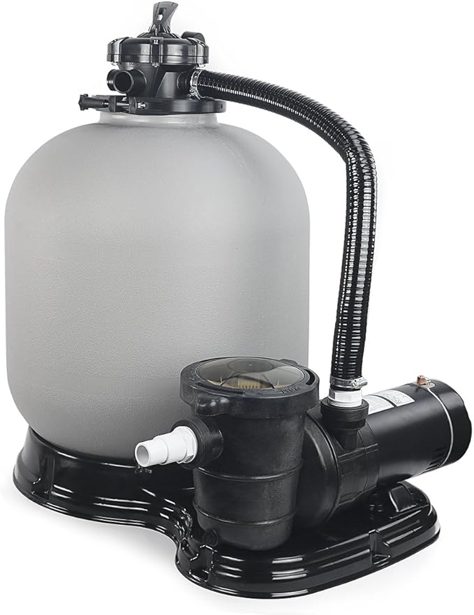 XtremepowerUS 19" inch Sand Filter with Above Ground Pool Pump 1.5HP / 4500GPH Media System, 5-Way Valve