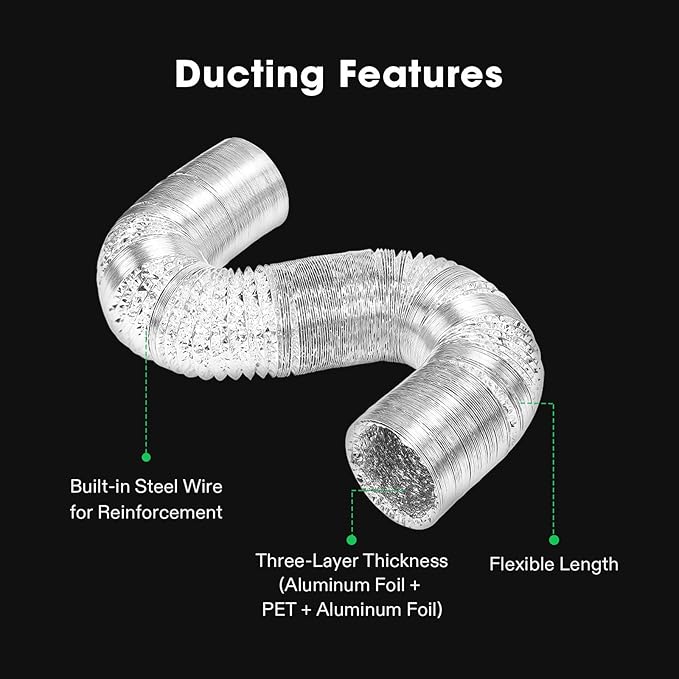 VIVOSUN Smart Air Filtration S8 Kit 8", AeroZesh S8 Inline Duct Fan with E12 Speed Controller, Carbon Filter & 25' Ducting, Cooling & Ventilation System for Grow Tents, Indoor Gardening, Hydroponics