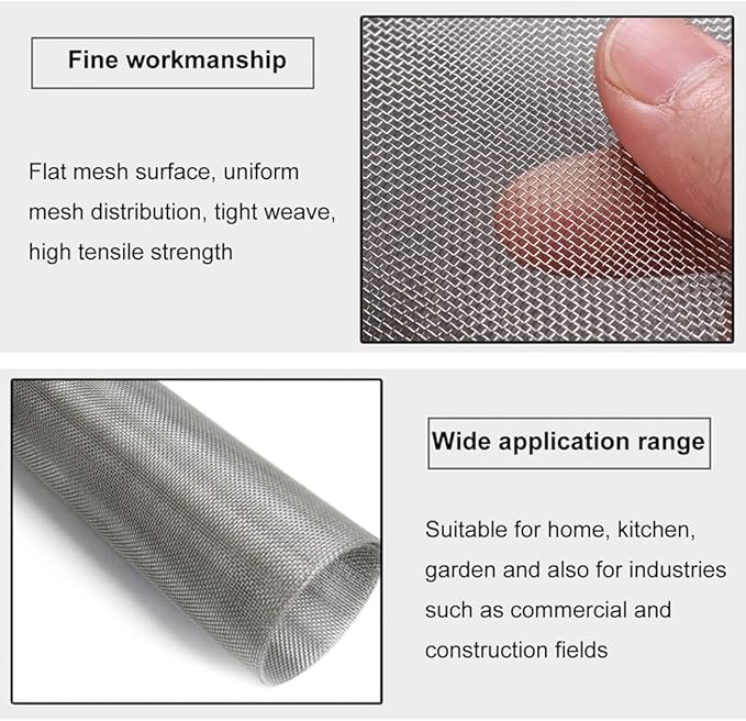 MRYBD 304 Stainless Steel Woven Wire Mesh Small 1mm Hole Fine Wire Mesh, 30 Mesh Drain Cover Mesh, Garden Insect Screen, for Air Bricks, Window, Vents, Filter 1x4m