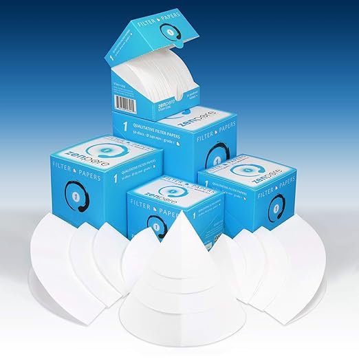 12.5 cm Quadrant-Folded Filter Paper, Pre-Folded disks, Qualitative Grade 1 - ZENPORE Medium Flow 125 mm (50 Discs)