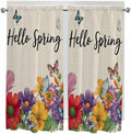 Spring Flowers Living Room Curtains 72 Inches length, Farmhouse Vintage Country Colorful Floral Window Treatment Curtain Drapes, Light Filtering Drapes for Bedroom Laundry Room, 52"x72", 2 Panels