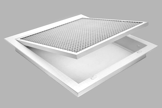 HVAC Premium 8" x 34" Cube Core Eggcrate Return Air Filter Grille for 1" Filter - Aluminum - White [Outer Dimensions: 10.5" x 36.5]