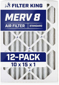 Filter King 10x15x1 Air Filter | 12-PACK | MERV 8 HVAC Pleated A/C Furnace Filters | MADE IN USA | Actual Size: 9.5 x 14.5 x .75"