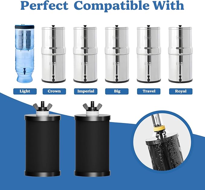 PF-1 Black Thickened Purification Elements,Replacement Filters for ProOne® and Berkey® Filters,ProOne® Big+ or Berkey® Big Countertop Gravity Water Filter System (2 Pack)