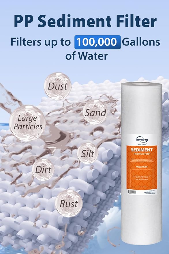 iSpring F3WGB32BCPB 20" x 4.5" Whole House Water Filters for WGB32B Series Water Filter Systems, includes Sediment, Carbon Block, and Lead-Removal Filters