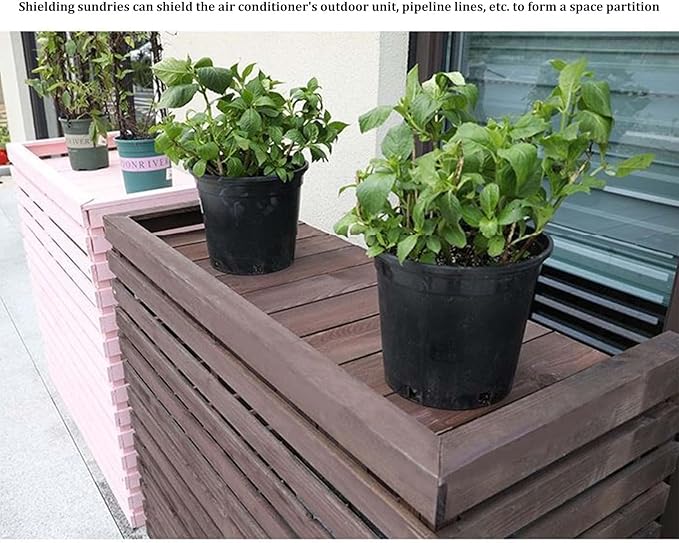 Wood Air Conditioner Fence Screen - Hide Outdoor Unit Stylishly with Tall Weatherproof Shutters Central Air Conditioner Covers (Blue L85Xw35Xh80Cm)
