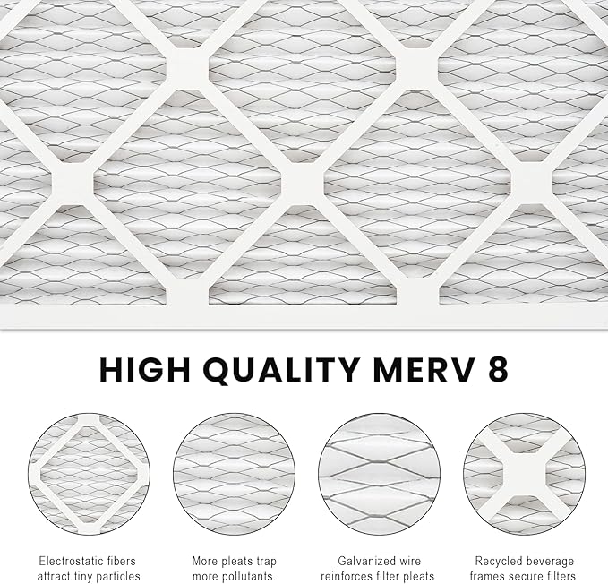 14x18x1 Air Filter MERV 8 (6-Pack), HVAC/Furnace AC Filter Replacement, Dust Defense–Comparable with MPR 600 & FPR 5 (Actual 13.75x17.75x0.75)