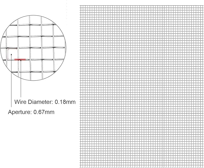 Stainless Steel Woven Wire Mesh 304 Stainless Steel Woven Wire 30 Mesh Fine Screen Mesh, Garden Insect Screen, for Air Bricks, Window, Vents, Filter