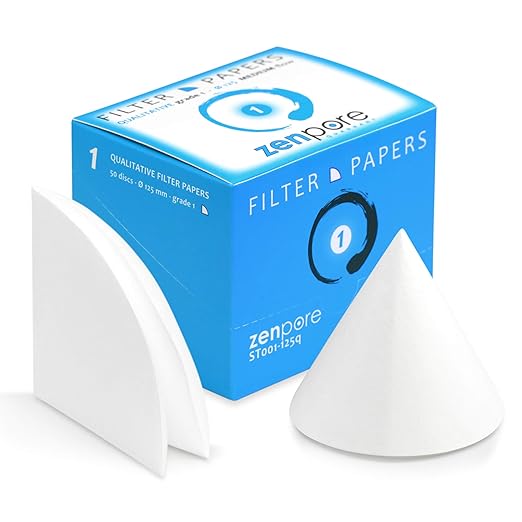 12.5 cm Quadrant-Folded Filter Paper, Pre-Folded disks, Qualitative Grade 1 - ZENPORE Medium Flow 125 mm (50 Discs)