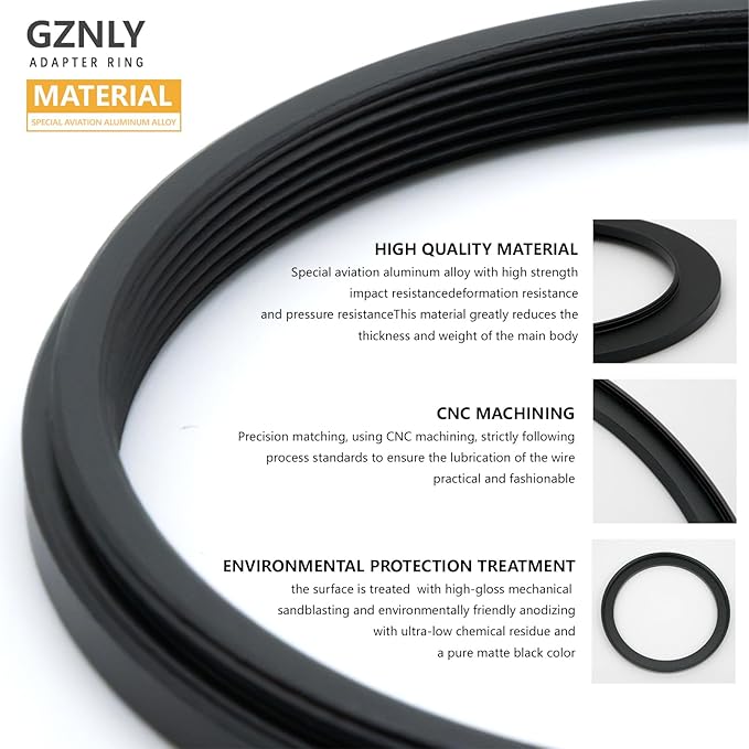 46mm to 72mm Step Up Ring Filter Adapter Black Metal Step up Adapter Rings Compatible with All Brand UV CPL ND Camera Lens Filter Step Down Ring (46mm-72mm)