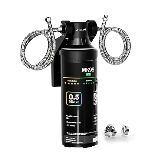 Frizzlife Under Sink Water Filter System-NSF/ANSI 53&42 Certified High Capacity Direct Connect Under Counter Drinking Water Filtration System-0.5 Micron Reduces Lead, Chlorine, Bad Taste & Odor, Black
