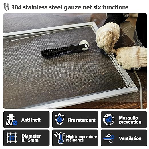 304 Stainless Steel Mesh Screen, Wire Screen Mesh, Rust Free Woven Wire Mesh, Metal Mesh Screen for Air Vents, Window Screen, Filters, Cage,Garden Covers (40mesh 47in×118in)