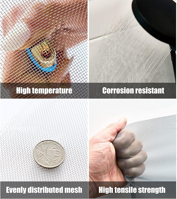 Stainless Steel Woven Wire Mesh 304 Stainless Steel Woven Wire, 80 Mesh Fly Mosquito Net, Fine Screen, Rodents Garden Insect Screen, for Vent, Filter