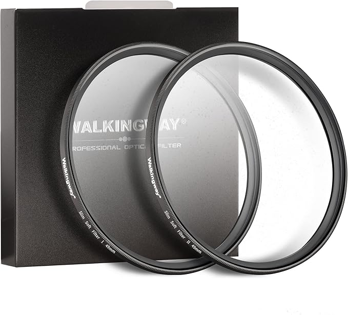Walking Way 49MM Soft Focus Filter White Pro Mist Diffusion Filter Dreamy Fog Effect Circular Lens Filter Set Softening Diffuser for Digital DSLR Camera and Video 2pcs(Soft 1 and 2)