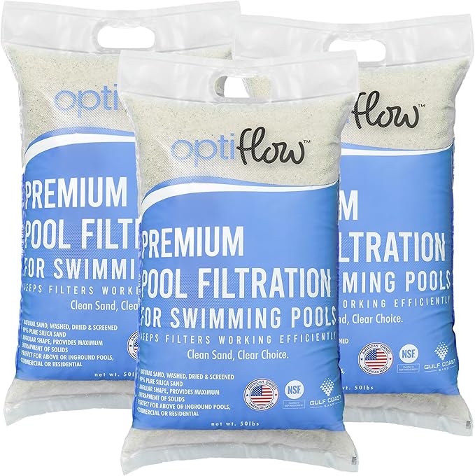 3-Pack Pool Filter Sand, Premium Filtration with Pure Silica Formula, 50 Lbs - Swimming Pool System Accessories and Supplies for Cleaning and Maintenance