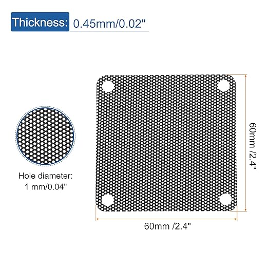 MECCANIXITY 20PCS PC Dust Filter, 60mmx60mm PVC Computer Case Cooler Dustproof Mesh Cover Fan Grills for Computer Chassis Speaker, Black
