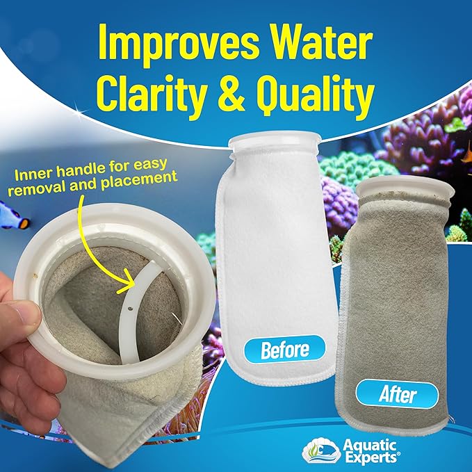Aquatic Experts 4 inch Ring 100 Micron Felt Filter Sock - Filter Socks for Saltwater Aquarium, Sump Filter Sock, Freshwater Aquarium Socks, Reef Filter Sock (4"x8", 4 Pack)