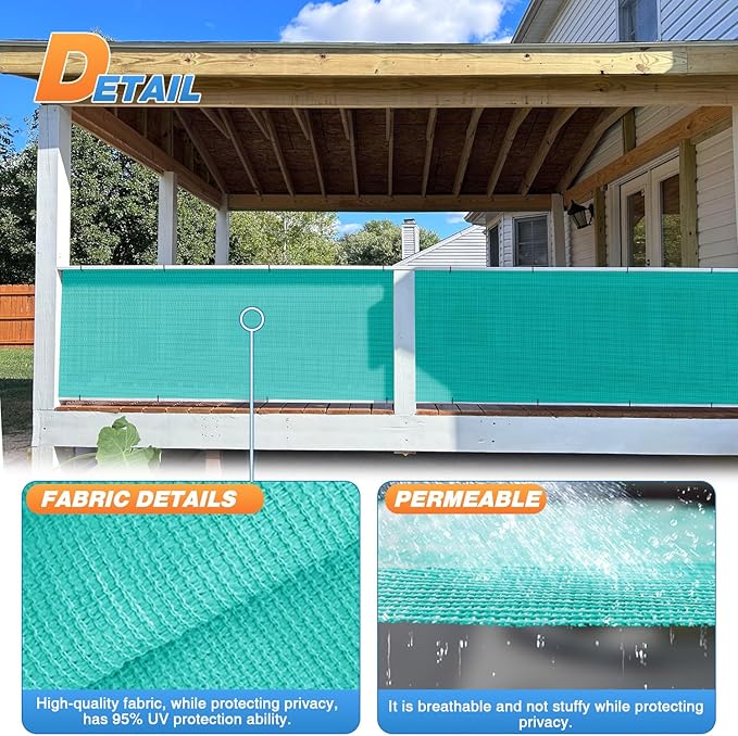 TANG Sun Shade Fabric Roll 8'x89' Shade Cloth for Garden Turquoise Green HDPE Mesh Shading Pergola Cover Replacement Canopy, 95% Blockage Sunshades for Outdoor Patio Backyard Plant