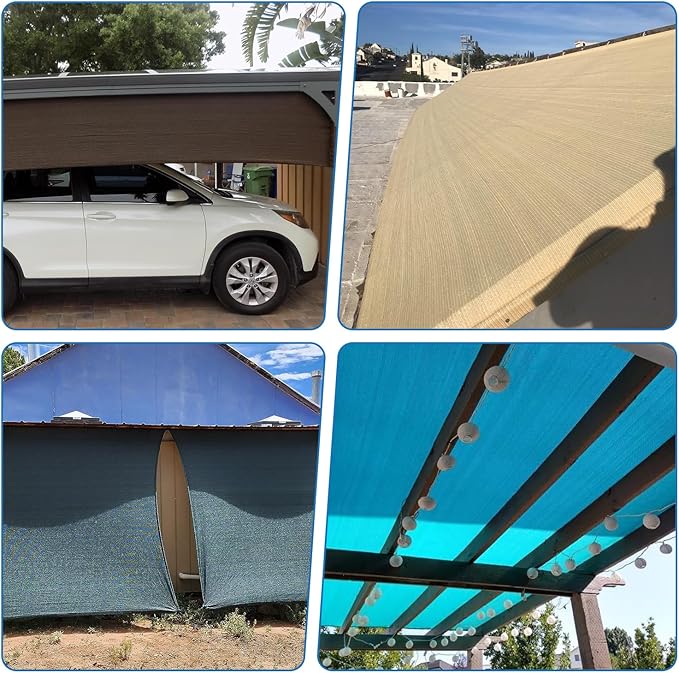 TANG Sun Shade Fabric Roll 8'x142' Shade Cloth for Garden Turquoise Green HDPE Mesh Shading Pergola Cover Replacement Canopy, 95% Blockage Sunshades for Outdoor Patio Backyard Plant
