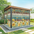 Sunflowers Outdoor Curtains for Patio Summer Floral Eucalyptus Leaves Vintage Wood Waterproof Outside Curtains with Grommet Top Weatherproof Curtain for Cabana Pergola Gazebo, 1 Panel, 54" W x 84" L